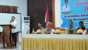 Bupati Konawe, H. Yusran Akbar, ST saat sambutan di FGD Pajak MBLB