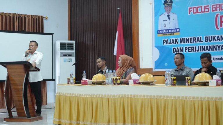 Bupati Konawe, H. Yusran Akbar, ST saat sambutan di FGD Pajak MBLB