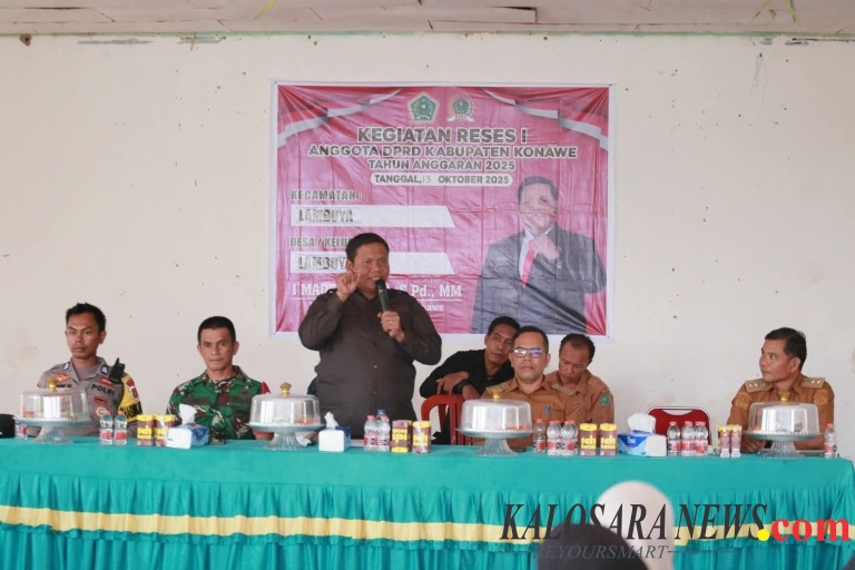 Ketgam : Ketua DPRD Konawe, I Made Asmaya saat reses di Kecamatan Lambuya. Rabu, 15 Oktober 2025. Foto : Humas DPRD Konawe