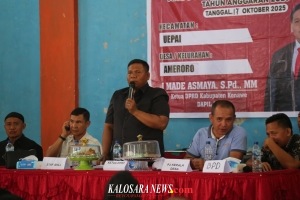 Ketgam : Ketua DPRD Konawe I Made Asmaya saat meyerap aspirasi masyarakat Kecamatan Uepai. Jumat, (17/10/2025).Foto : Humas DPRD Konawe