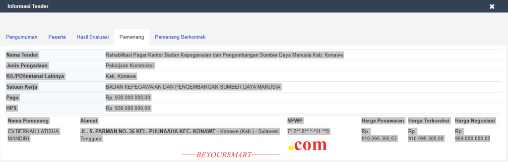 hasil tangkap layar di https://spse.inaproc.id/konawekab/evaluasi/2432525/pemenang