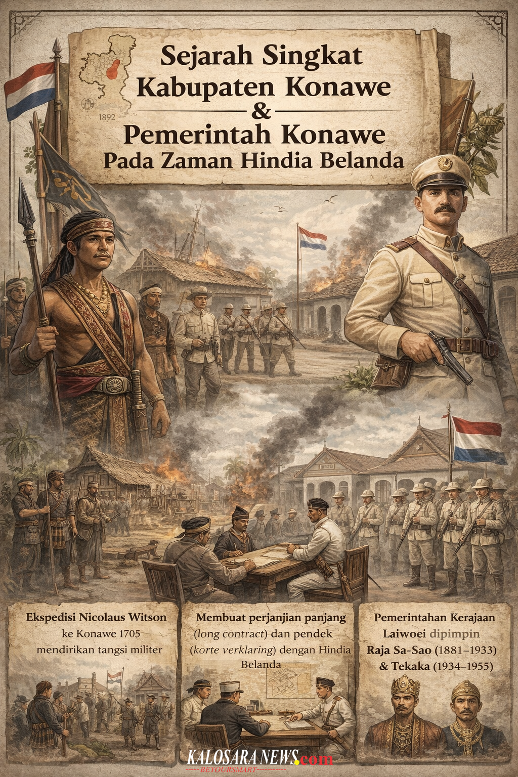 Foto ilustrasi Sejarah Singkat Kabupaten Konawe dan Pemerintah Konawe Pada Zaman Hindia Belanda : oleh Artificial Intelligence (AI)