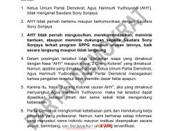 AHY Dituding Terkait Kasus BGN, Partai Sebut Frasa “2 Kolonel Usulan AHY” Fitnah